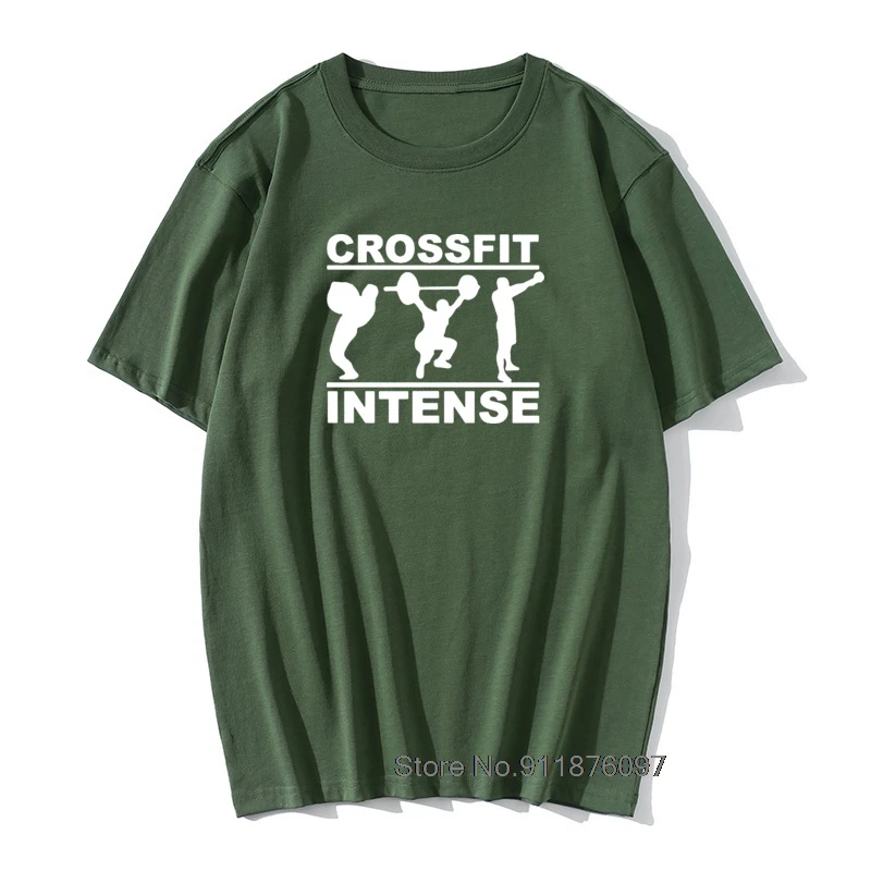 CrossFit Intense T-Shirt Funny Humorous Gift For Men Dad Father Husband Round Neck Cotton T Shirt Fitness Bodybuilding Tops Tees