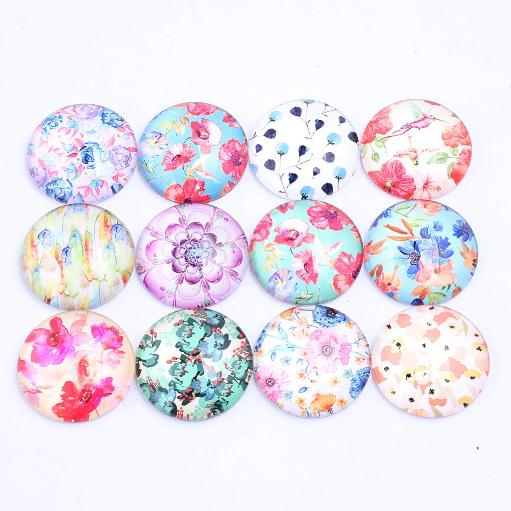 

onwear mixed watercolor flower pattern photo glass cabochon 10mm 12mm 14mm 16mm 18mm 20mm 25mm 30mm diy jewelry making