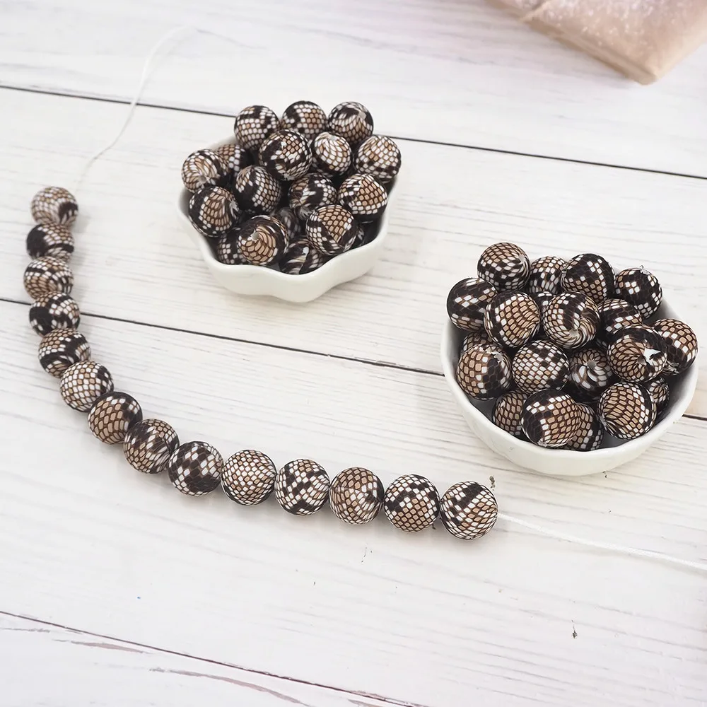 Chenkai 50PCS 12 15MM Silicone Leopard print Beads Baby Round Shaped Beads Teething BPA Free DIY Sensory Chewing Toy Accessories