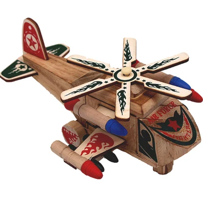 Wooden Helicopter Model Ornaments, Emulation, Aviation, Handicraft Toys