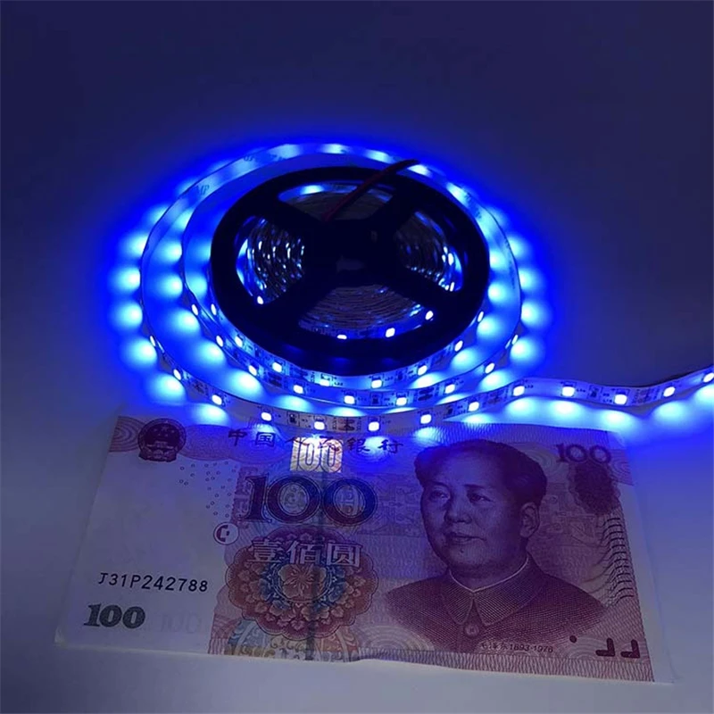 

5M 12V 3528 UV 60leds/m Ultraviolet led strip 395nm 2835SMD Purple 300 LED Flexible Tape Light IP20/IP65 Warterproof Ribbon Lamp