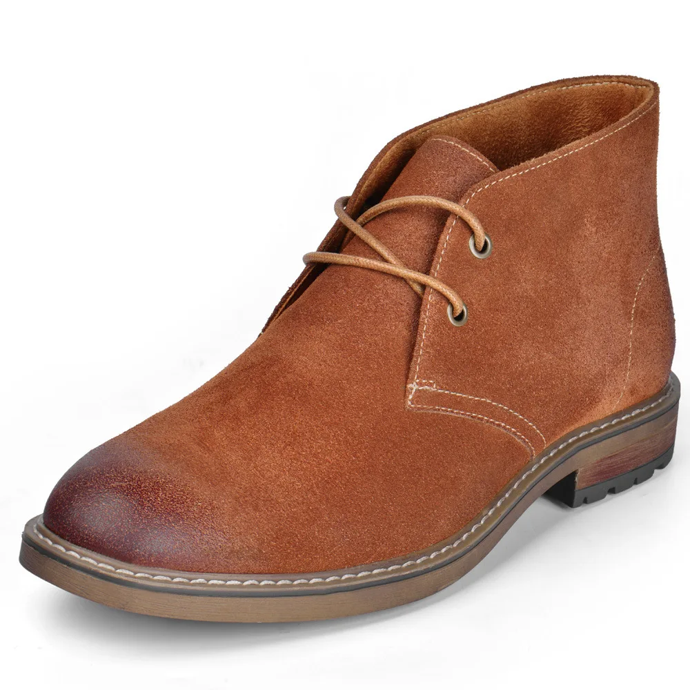 Genuine Leather Boots Mens Cowhide High-top Shoes Men High Quality Tooling Boots Large Size 7-13 Lace-Up Business Casual Boots