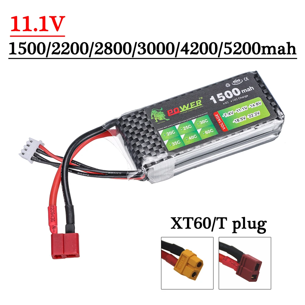 3S 11.1V Lipo Batterij 1500Mah 2200Mah 2800Mah 3000Mah 4200Mah 5200Mah Voor Rc off-Road Racing Car Boot Helicopter Vliegtuig Speelgoed