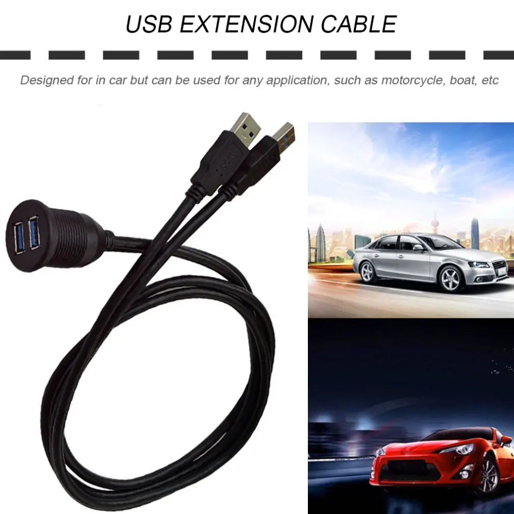 แผงหน้าปัดรถยนต์ Flush Mount อะแดปเตอร์ USB Dashboard แผง3.0พอร์ตชายหญิงสายสำหรับรถจักรยานยนต์เรือ