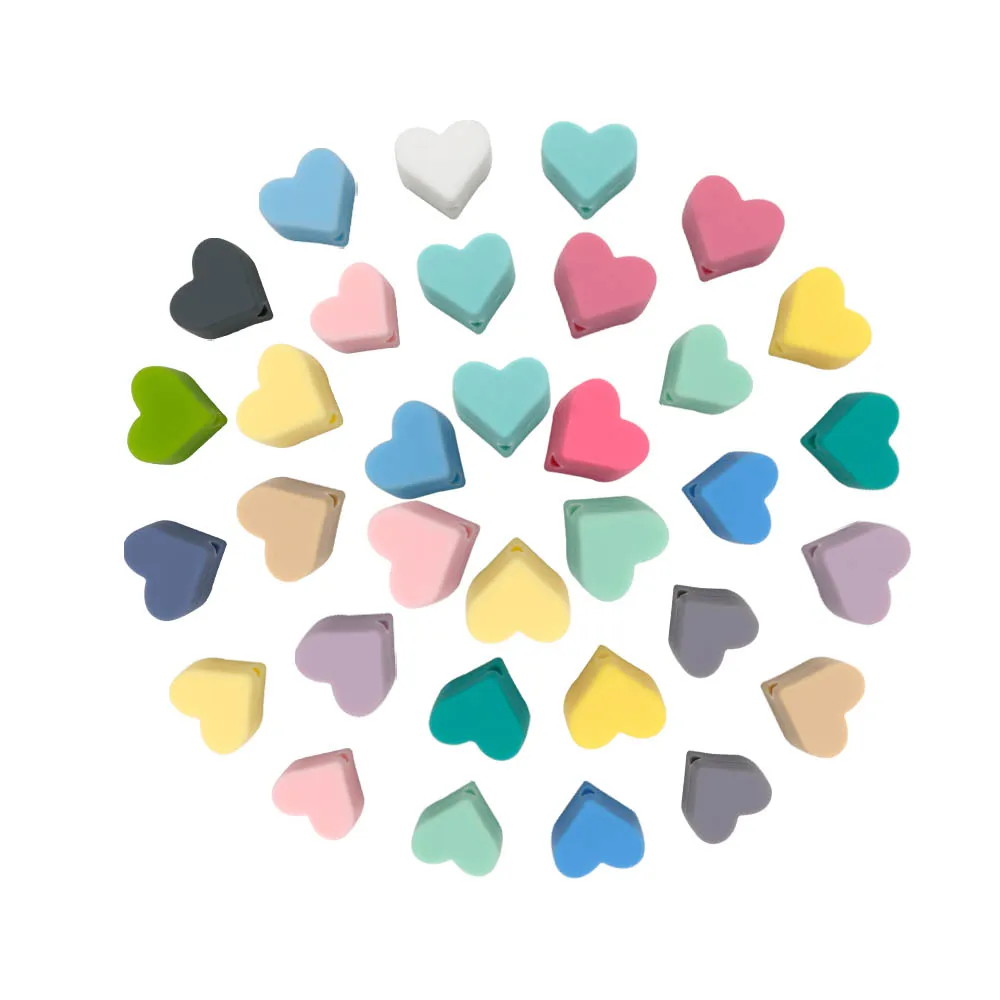 10PCs Heart Teether Pacifier Pendants Accessories Chain BPA Free Chewable Teething Soft Baby Product Food Grade