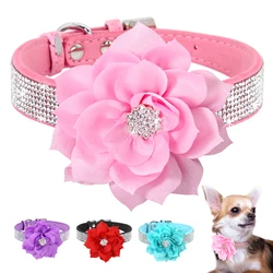 Bling Rhinestone Dog Collar Glitter Rhinestone Puppy Cat Collars With Flower Fashion Crystal Dogs Cats Necklace For Chihuahua