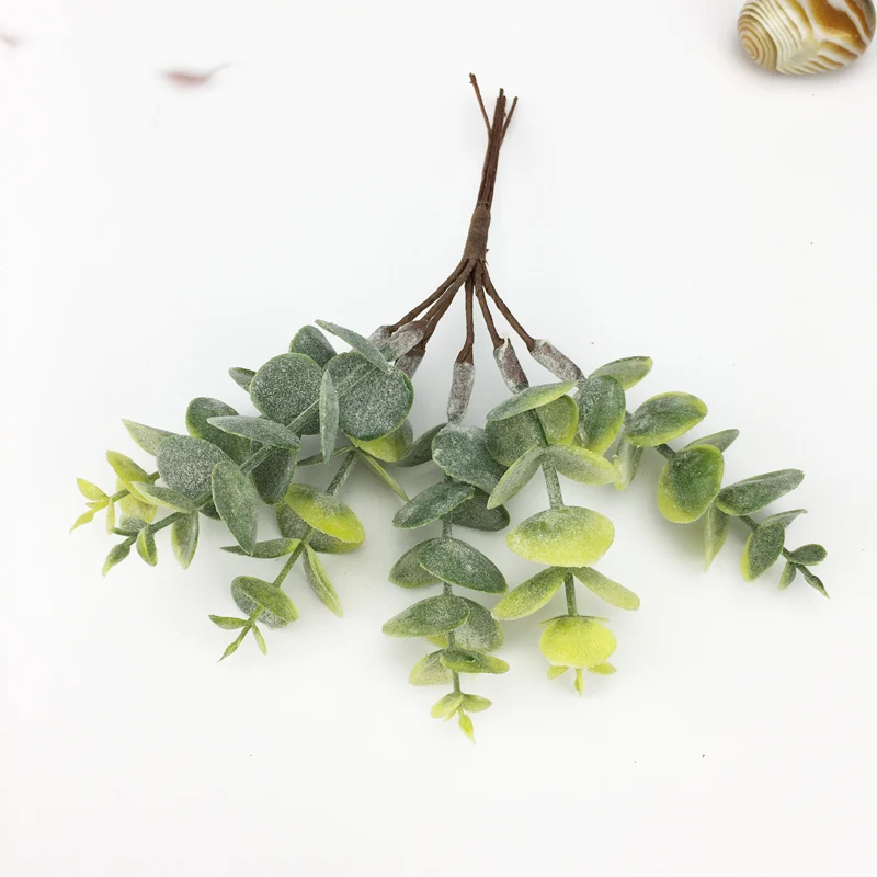 Artificial Plastic plants eucalyptus leaf for DIY, decorative flowers, needlework brooch, home decor, Christmas garland