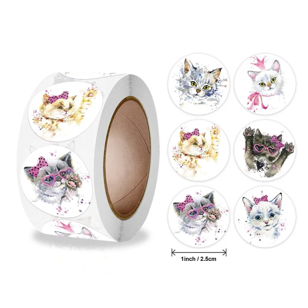 500 pcs/roll Teacher Reward Sticker Fun Motivation Cat Dog Stickerfor School Teacher Student Stationery Stickers Kidsgift