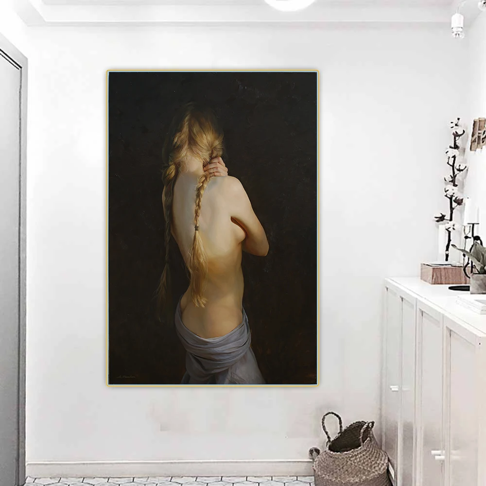 Citon Sergey Marshennikov《Sex Beauty back》Canvas Art Oil Painting Backgdrop Wall Decor Home Living Room Decoration