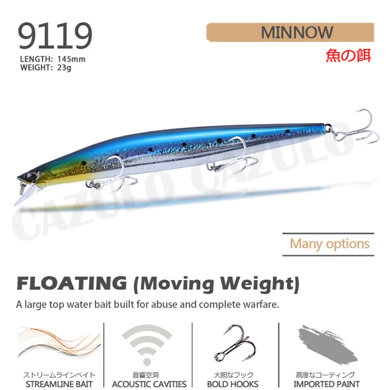 Minnow Fishing Lure Floating Weights 23g 14.5cm Isca Artificial Accesorios De Pesca Topwater Articulos Wobblers Pike Fish Leurre
