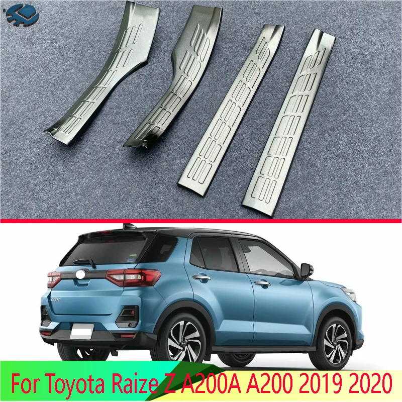 For Toyota Raize Z A200A A200 2019 2020 Stainless Steel Inner Inside Door Sill Panel Scuff Plate Kick Step Trim Cover Protector