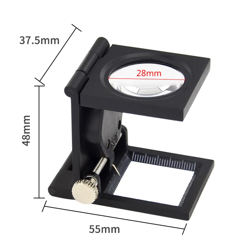 1PC 28mm 10X Microscope Folding Magnifier Stand Loupe with Scale for Textile Optical Mini Foldable Magnifying Glass Tool