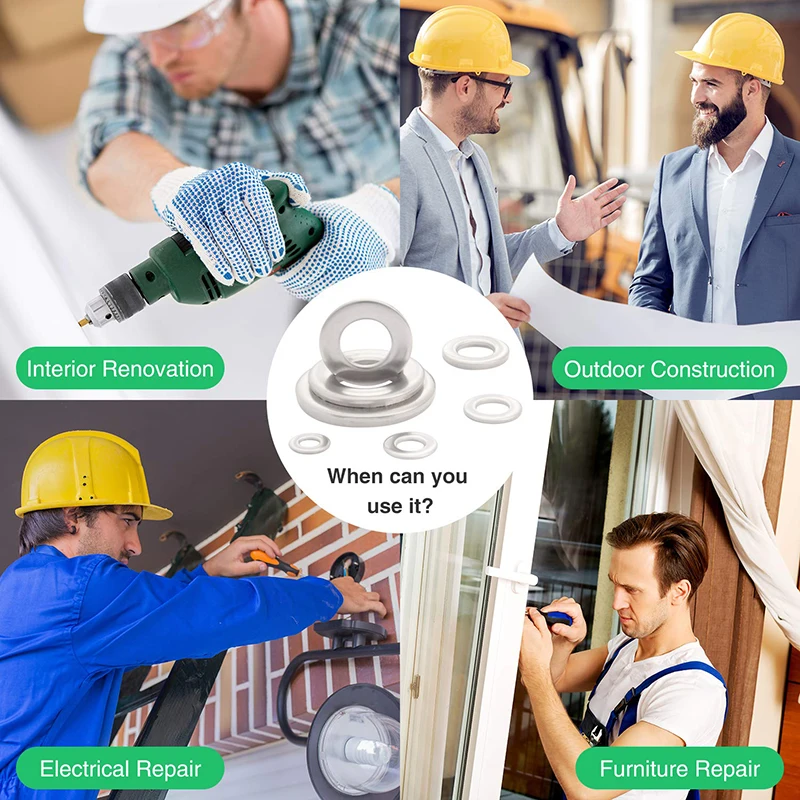 105Pcs/Set Stainless Steel Washer M3 M4 M5 M6 M8 M10 Mixed Spring Metric Washer Assortment Kit