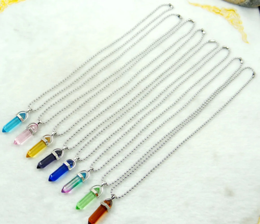 New Natural Stone Titanium Crystal Pillar Quartz Crystal Lapis Pendants For DIY Jewelry Making pendulum necklace Accessories 1pc