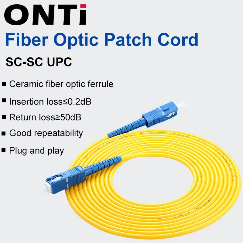 ONTi SC UPC TO SC UPC Fiber Patch Cable 1M 3M 5M 10M 20M 30M SX 2.0mm FTTH Fiber Patch Cables SM Optical Jumper Pigtail