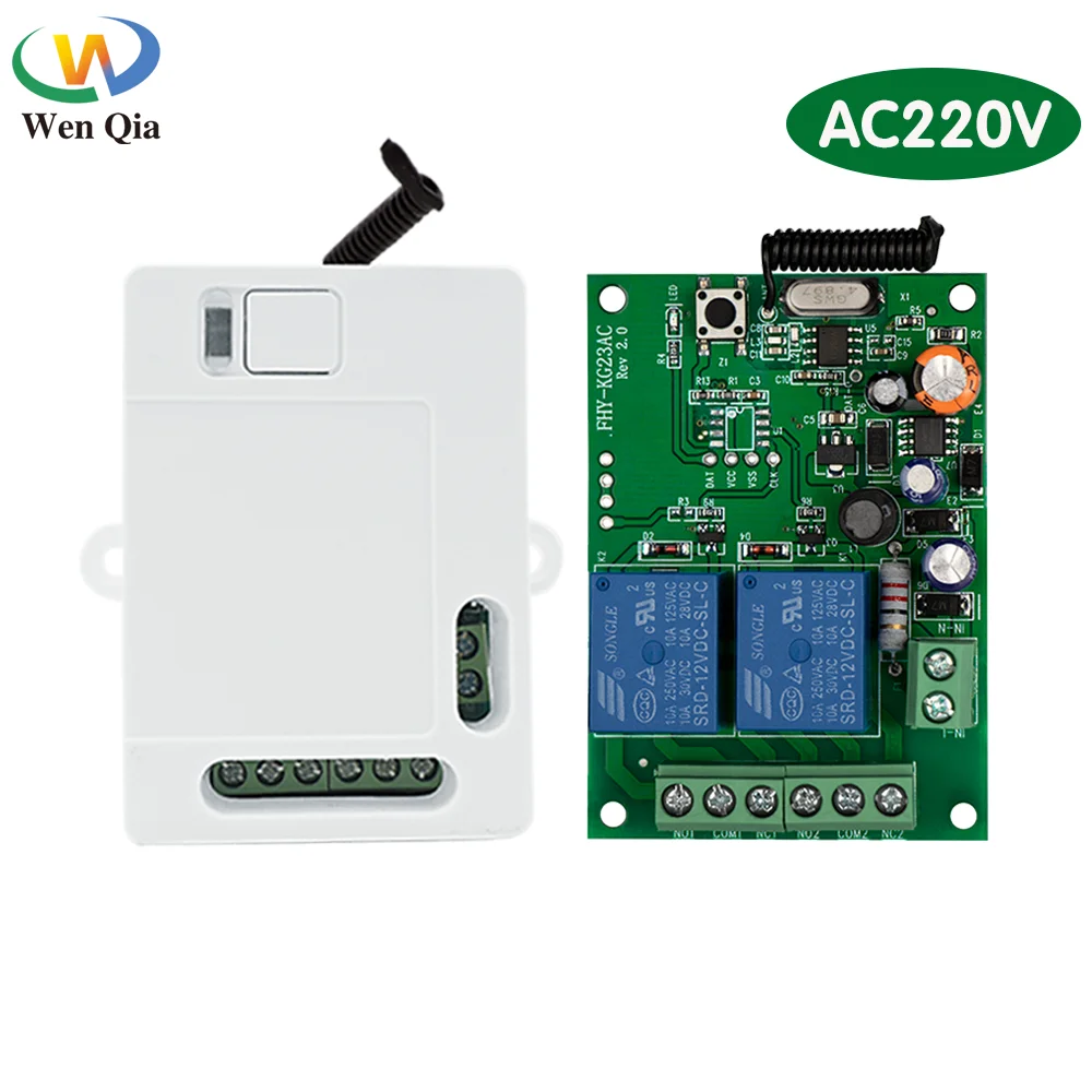 433Mhz Wireless Remote Control Switch AC 110V 220V 2CH Relay Receiver Module and RF Transmitter For For Garage Door Gate Motor