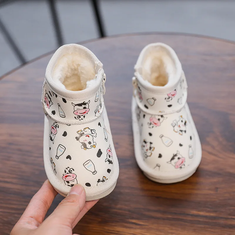 Winter Baby Katoen Laarzen Schoenen Kids Meisjes Pluche Fluwelen Warme Schoenen Jongens Dikke Zachte Zolen Snowboots Non-slip Peuter Schoenen