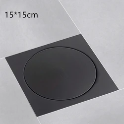 Black15*15cm Shower Floor Drain Bathroom Rapid Drainage Square Drains Hair Catcher Shower Drains Pop Up Waste Stopper