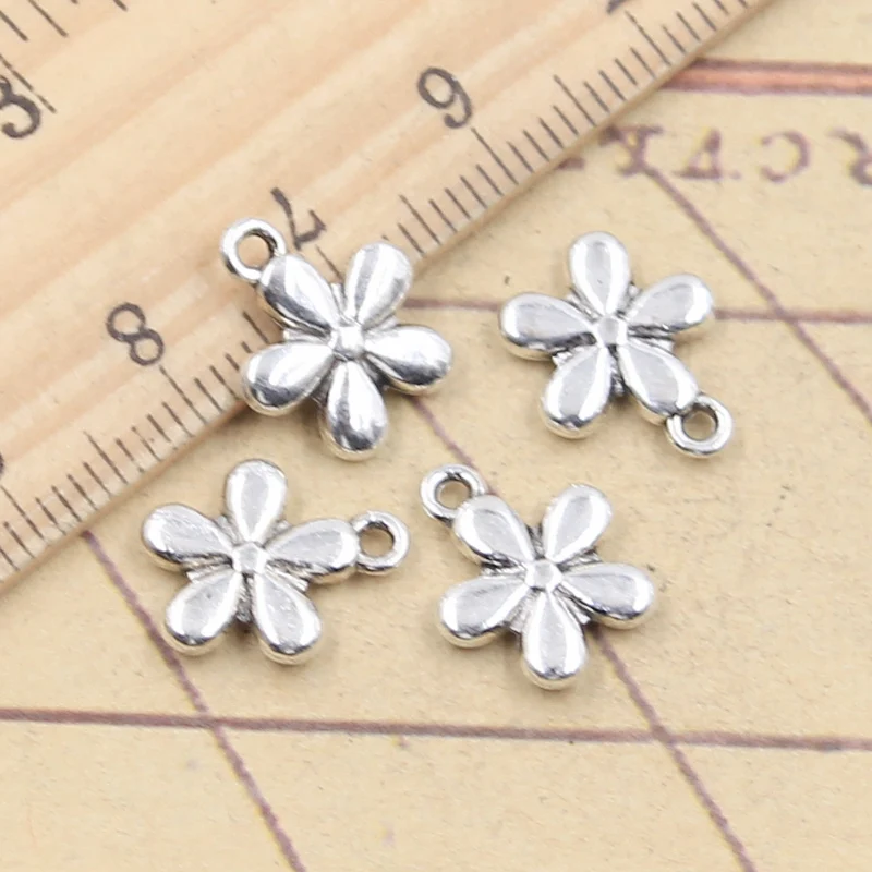 30pcs Charms Flower  13x11mm Tibetan Silver Color Pendants Antique Jewelry Making DIY Handmade Craft