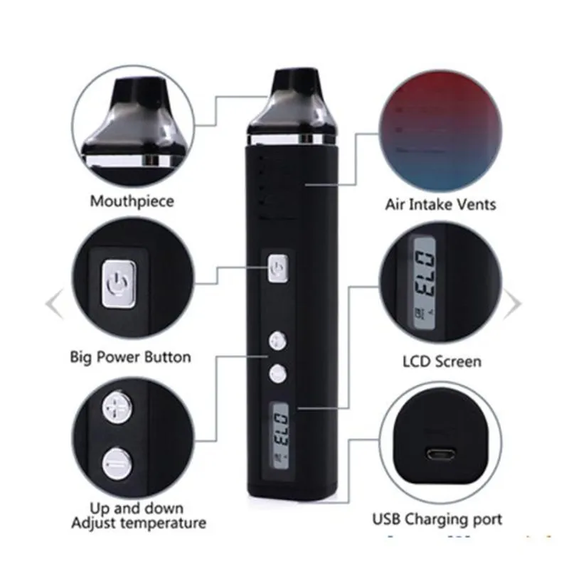 Original Hugo Vapor E-Cigarette Pathfinder V2 Dry Herb Vaporizer 2200mAh Temp Control Pathfinder II Herbal Wax Mod Vape Pen Kit