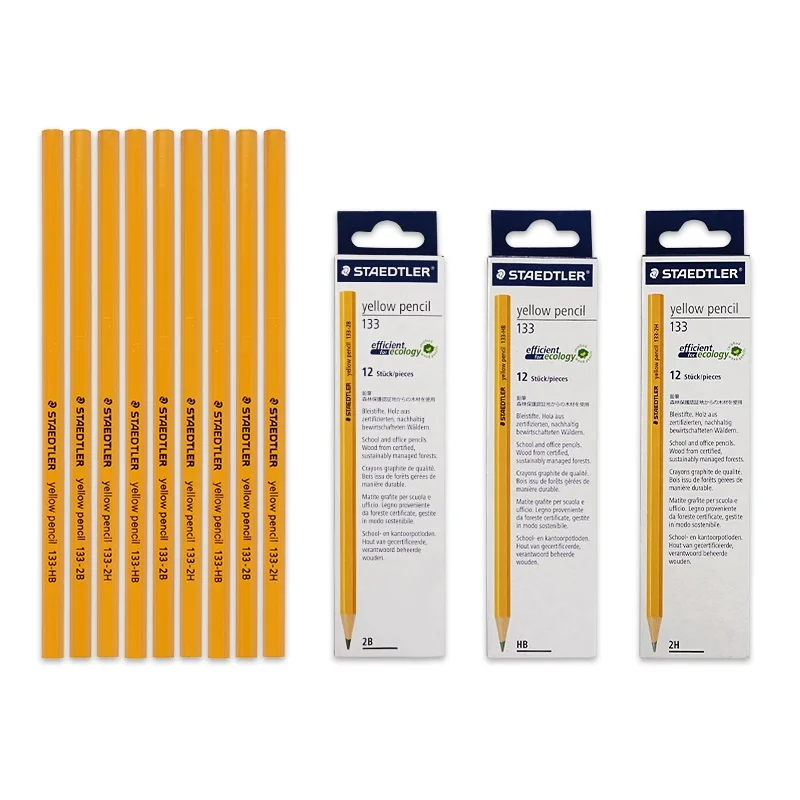 

12pcs STAEDTLER Yellow Pencil 133 Set 2H/HB/2B Lead Wood Standard Pencils Drawing Sketch Crayons Stationery School Office F541