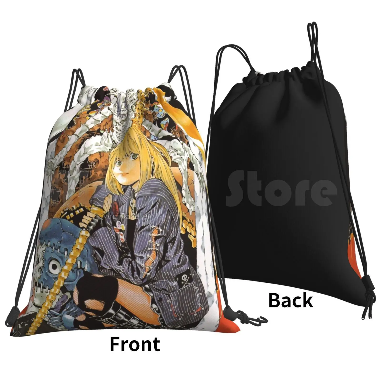 Misa Misa Misa Backpack Drawstring Bag Riding Climbing Gym Bag Anime Deathnote Movie The Last Name Weeb Kira Ryuk Rem