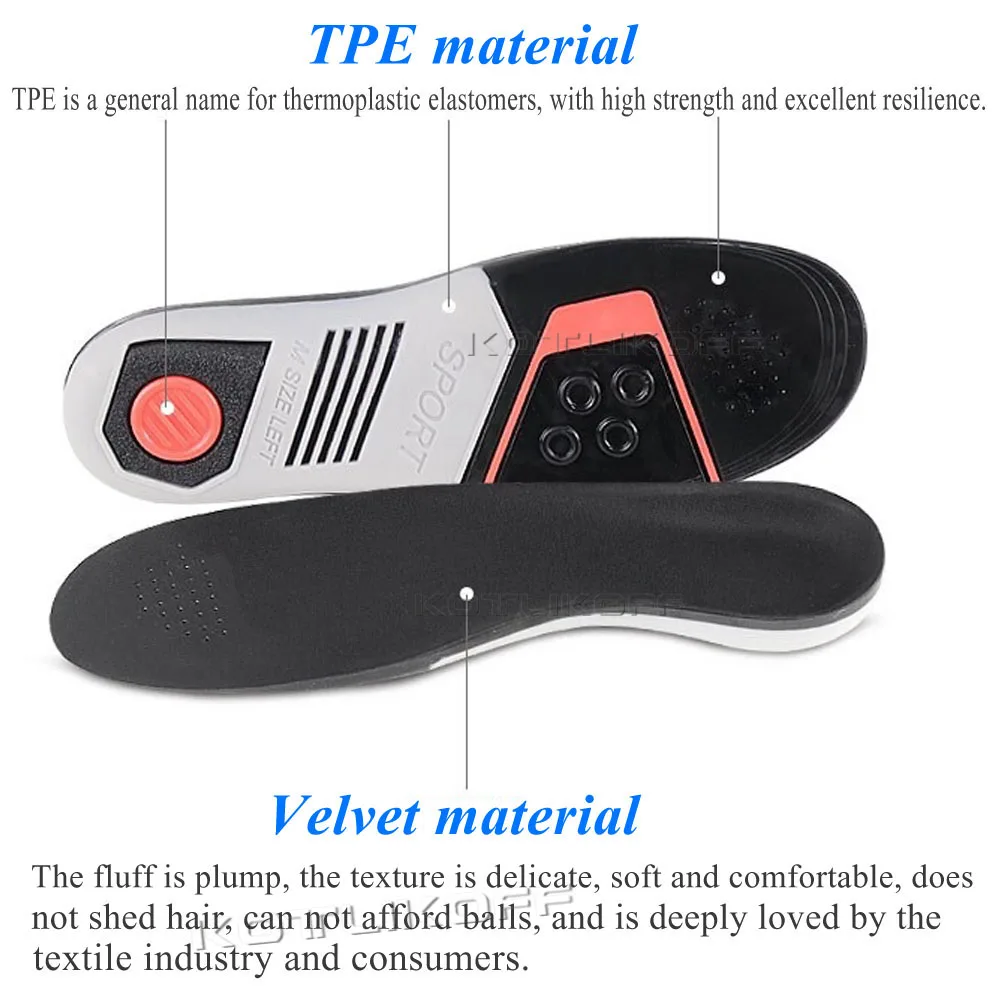 Running Sport Insoles Orthopedic Insoles Shock Absorbant Pads Sole Pad for Shoes insert Foot Care for Plantar Fasciitis