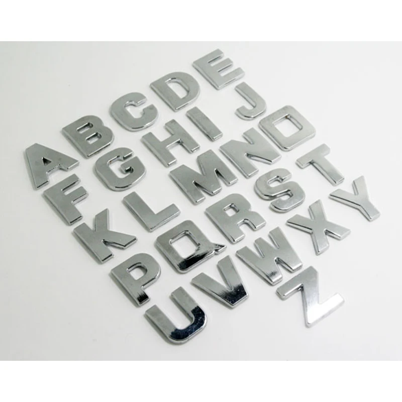 3D Metal Alphabet Silver Badge Chrome Silver Letters Numbers Logo Car Sticker Car Styling Trunk Logo Letters Emblem for Audi BMW