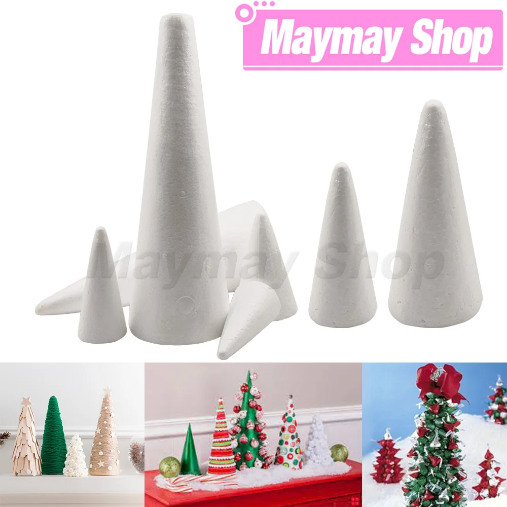 Christmas Polystyrene Styrofoam Cone Flat Foam Cone For Handmade Craft DIY Accessory Party Celebration Festival Decorations