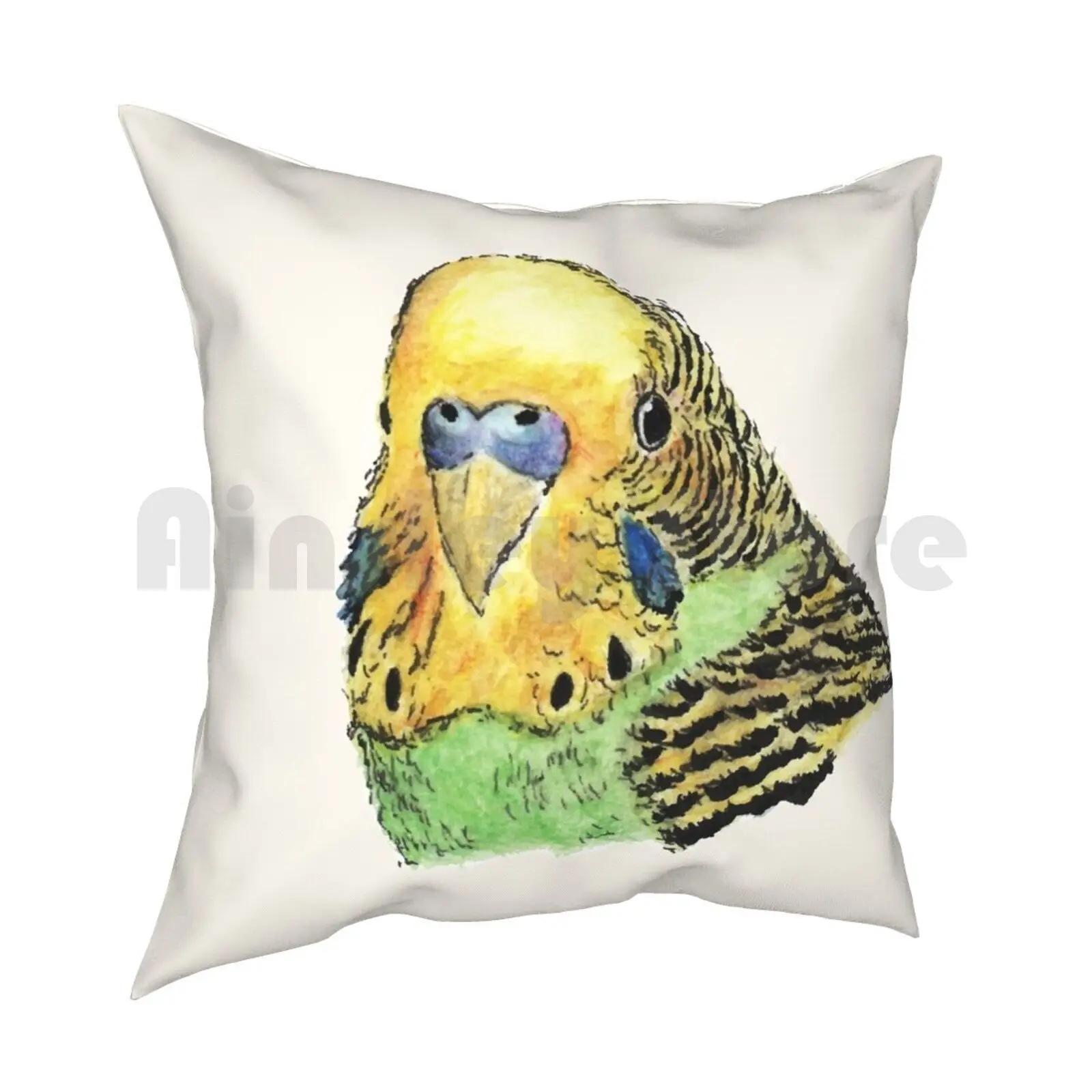 Prettyboy The Green Parakeet Pillow Case Printed Home Soft Throw Pillow Parakeet Budgie Bird Animals Nature Pet Cute Pen