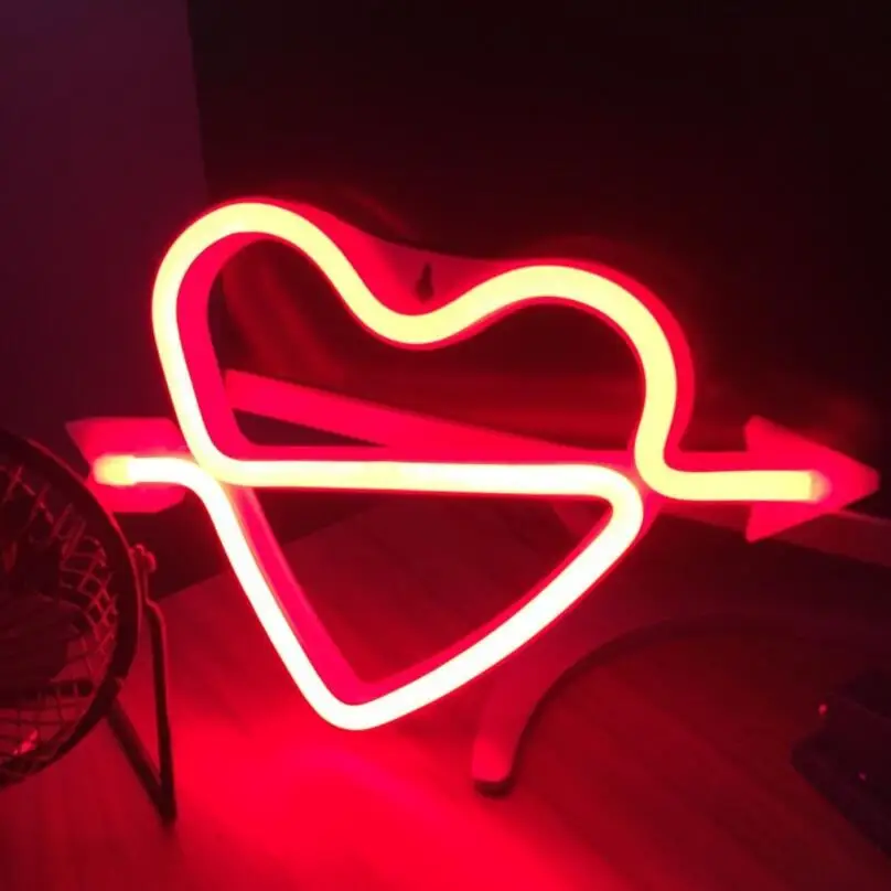 520 amor coração colorido led neon luz usb powered casamento parede pendurado luz de néon para festa janela arte quarto decoração luzes