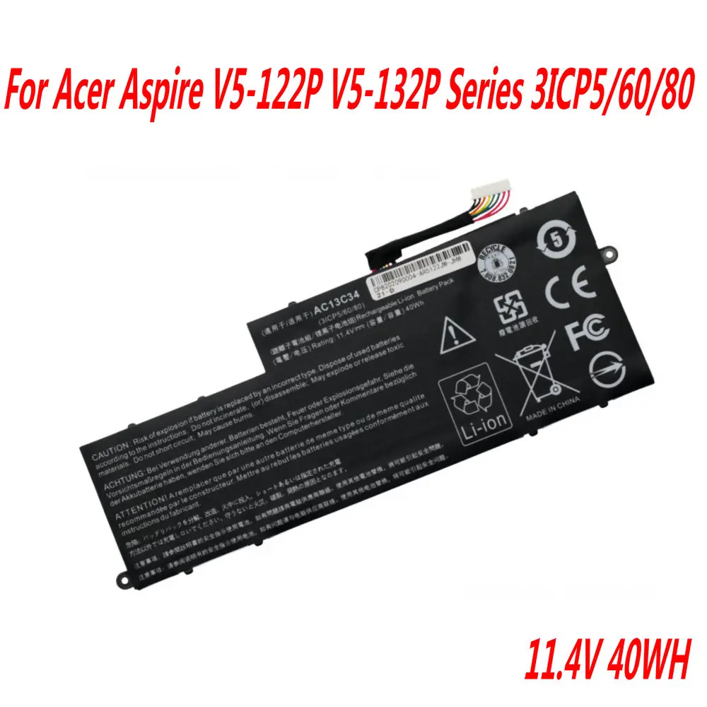 High Quality AC13C34 Laptop Battery For Acer Aspire V5-122P V5-132P Series 3ICP5/60/80