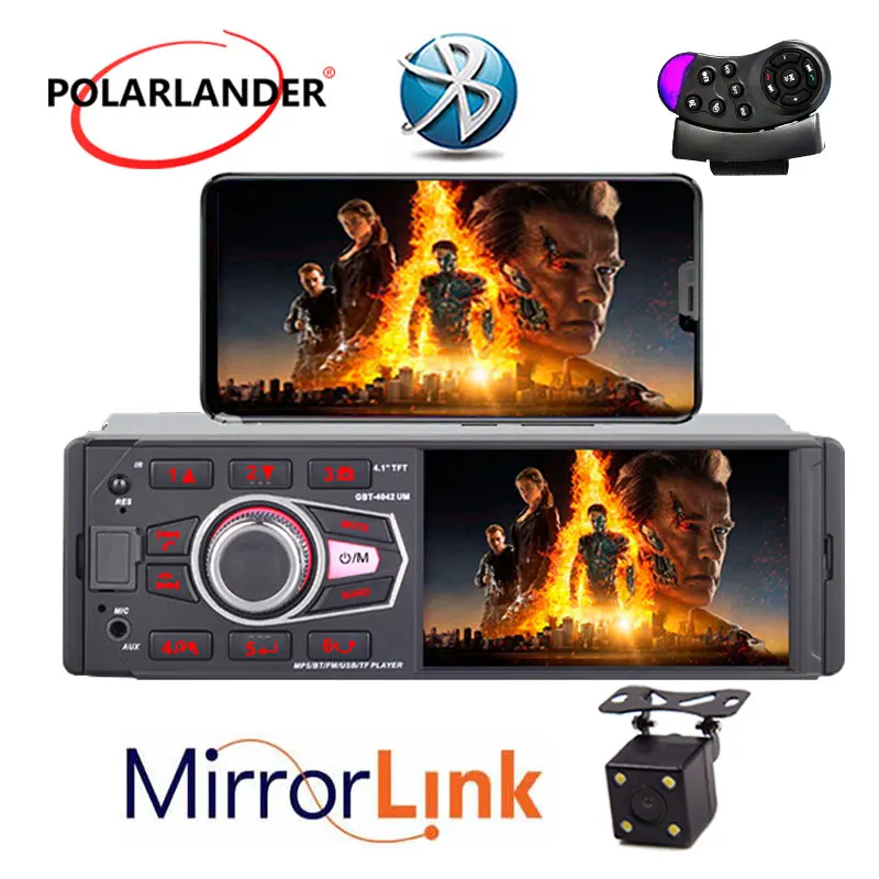 

1 Din Car Radio 4042UM FM/USB/AUX in/SD 4.1 Inch Bluetooth HD 1080P Screen Steering Wheel Remote MP3 Player Remote Control