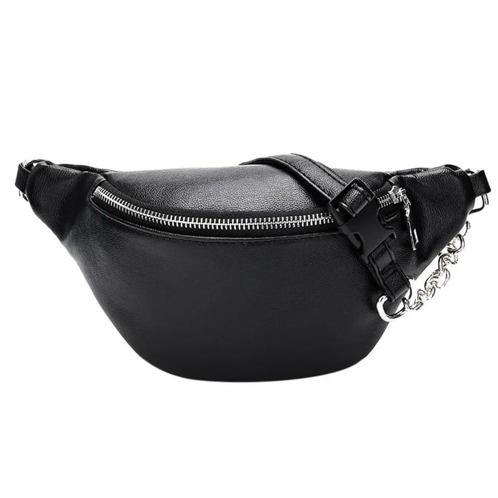 2019 New Waist Bag Women Belt Bag Pu Leather Fanny Packs Solid Chest Bum Bag  Waist Pouch Black White