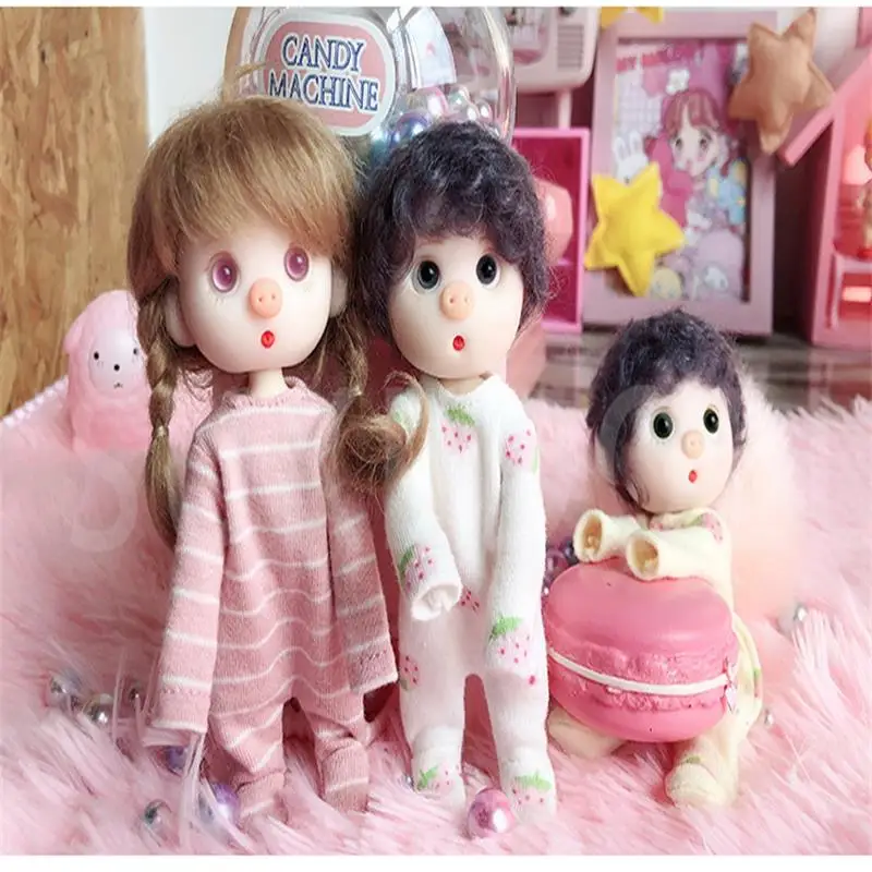 

1PCS Cute Overall ob11 dolls stripe Pajamas for ob11 1/12 bjd Dolls Accessories clothes for dolls