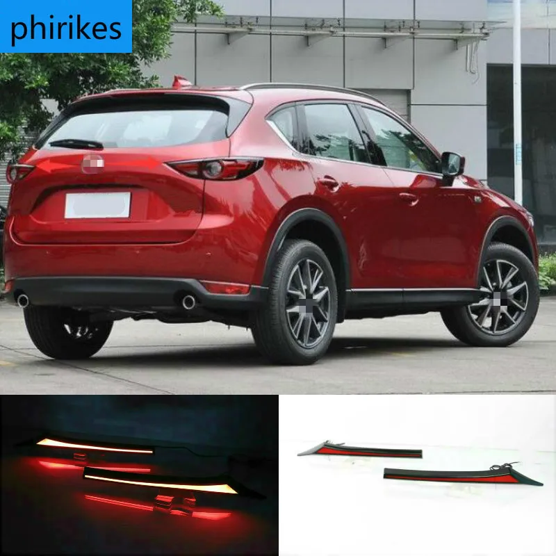 2PCS For Mazda CX-5 CX5 2017-2020 Multi-function Car LED Rear Bumper Light Rear Fog Lamp Brake Light Turn Signal Light