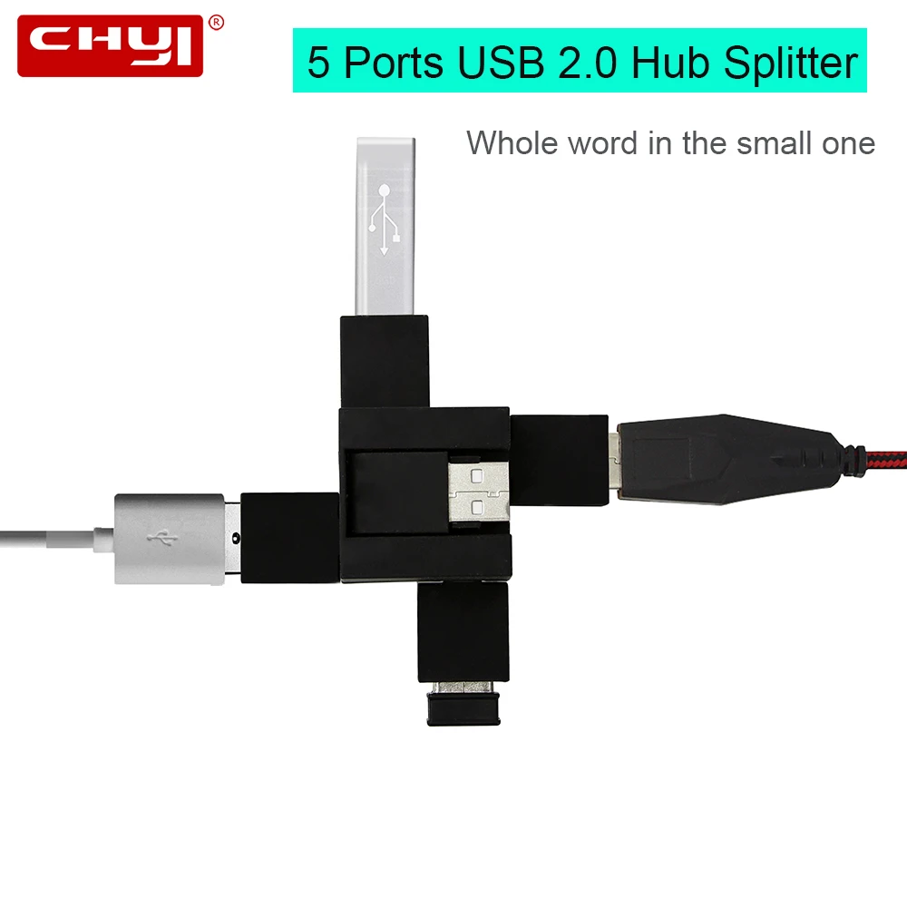 CHYI 4 Port Micro Usb 2.0 Hub Multi Combo Usb Hab Mini Splitter Creative Square Adapter Computer Accessories For PC Macbook Pro