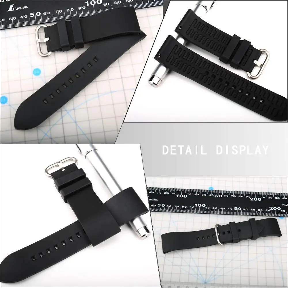 MAIKES Black Fluoro Rubber Watch Strap 19 20 21 22 24mm Quick Release Replacement Bracelet Men Sport Diving Silicone Watch Bands