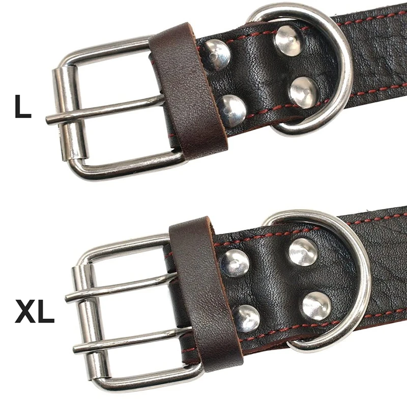 Benepaw Sturdy Genuine Leather Dog Collar Conrol Handle Fashion Durable Heavy Duty Pet Training Collar For Medium Large Dogs