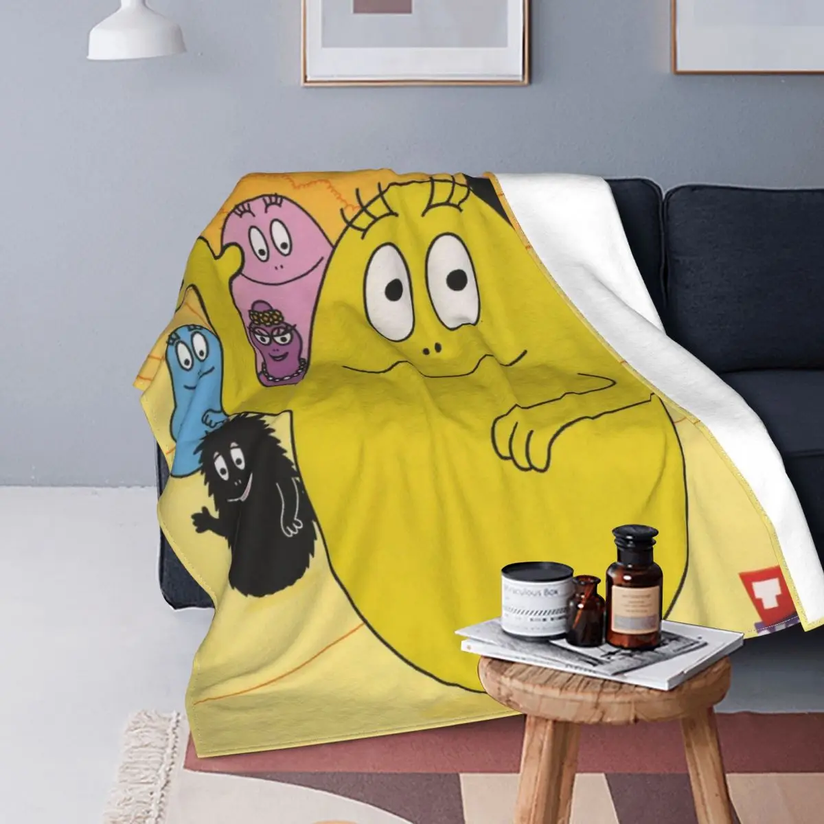 

Barbazoo Parent Child Animation Blankets Velvet Les Barbapapa Family Lightweight Thin Throw Blanket for Bedroom Sofa Bedspread