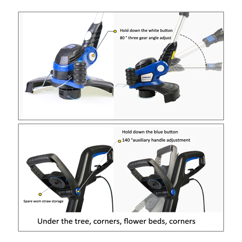 1pc 11000rpm altura cabeça ângulo ajustar cortador elétrico 600w pequeno agregado familiar multi-função cortador de grama grande área capinador de gramado 220v