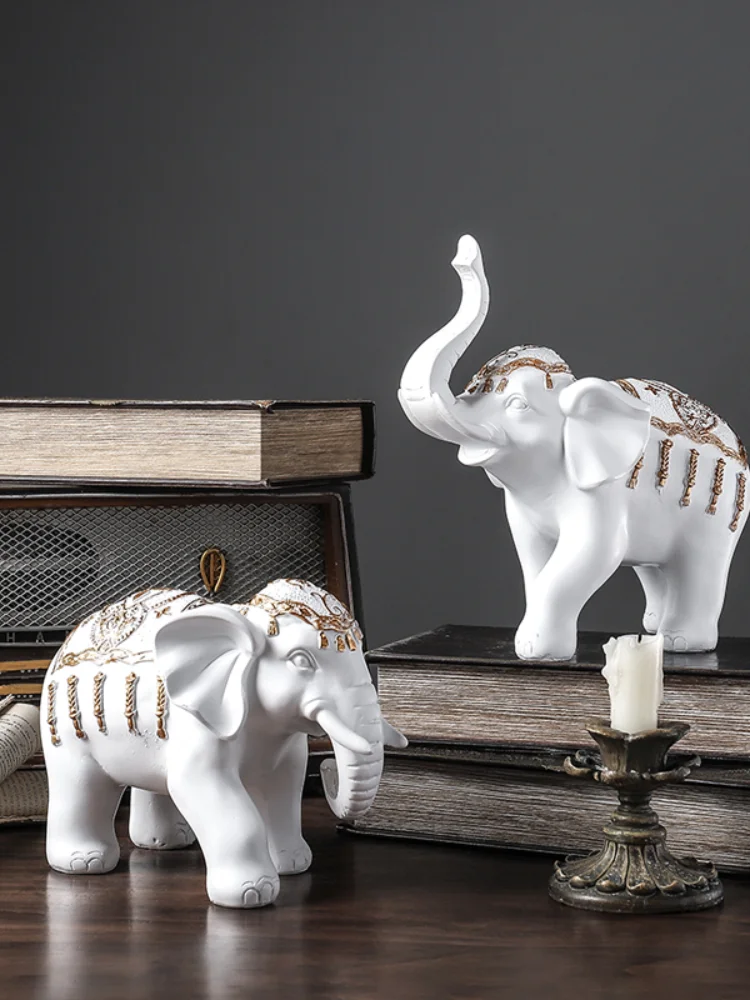 

Lovers Elephant Handicraft Ornaments Two Pieces Of Combined Sculpture Living Room Desktop Ornaments