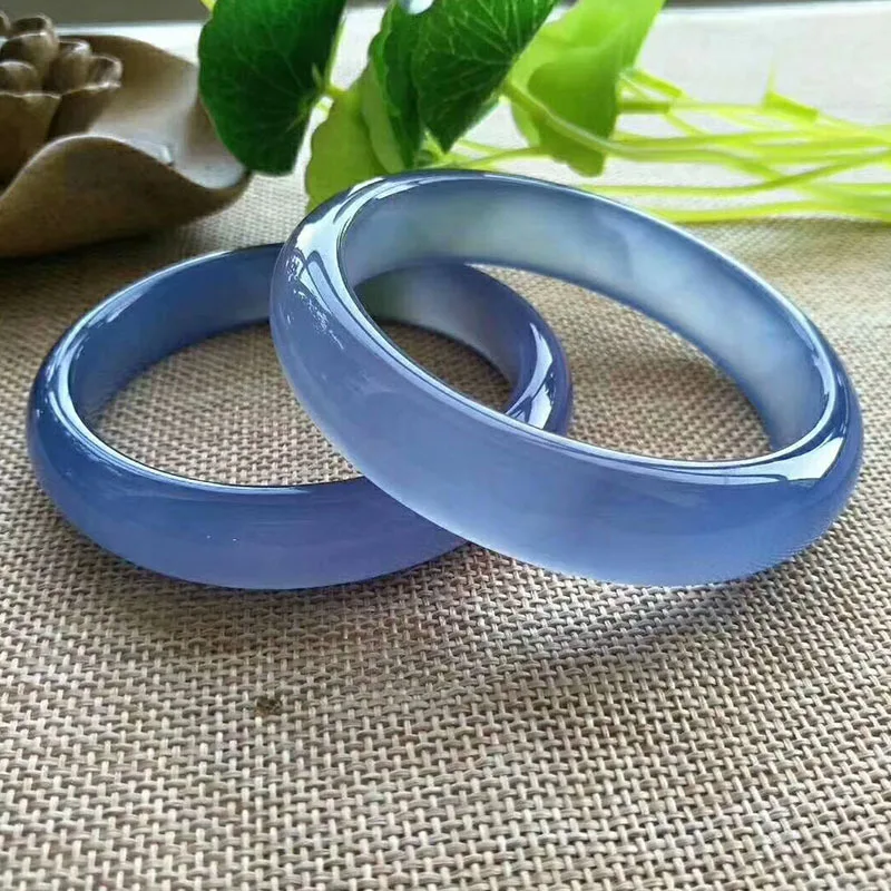 

5A Blue Chalcedony Women's Bracelet: 100% Real Jade Amethyst Jadeite Bangle Set Fashion Accessory