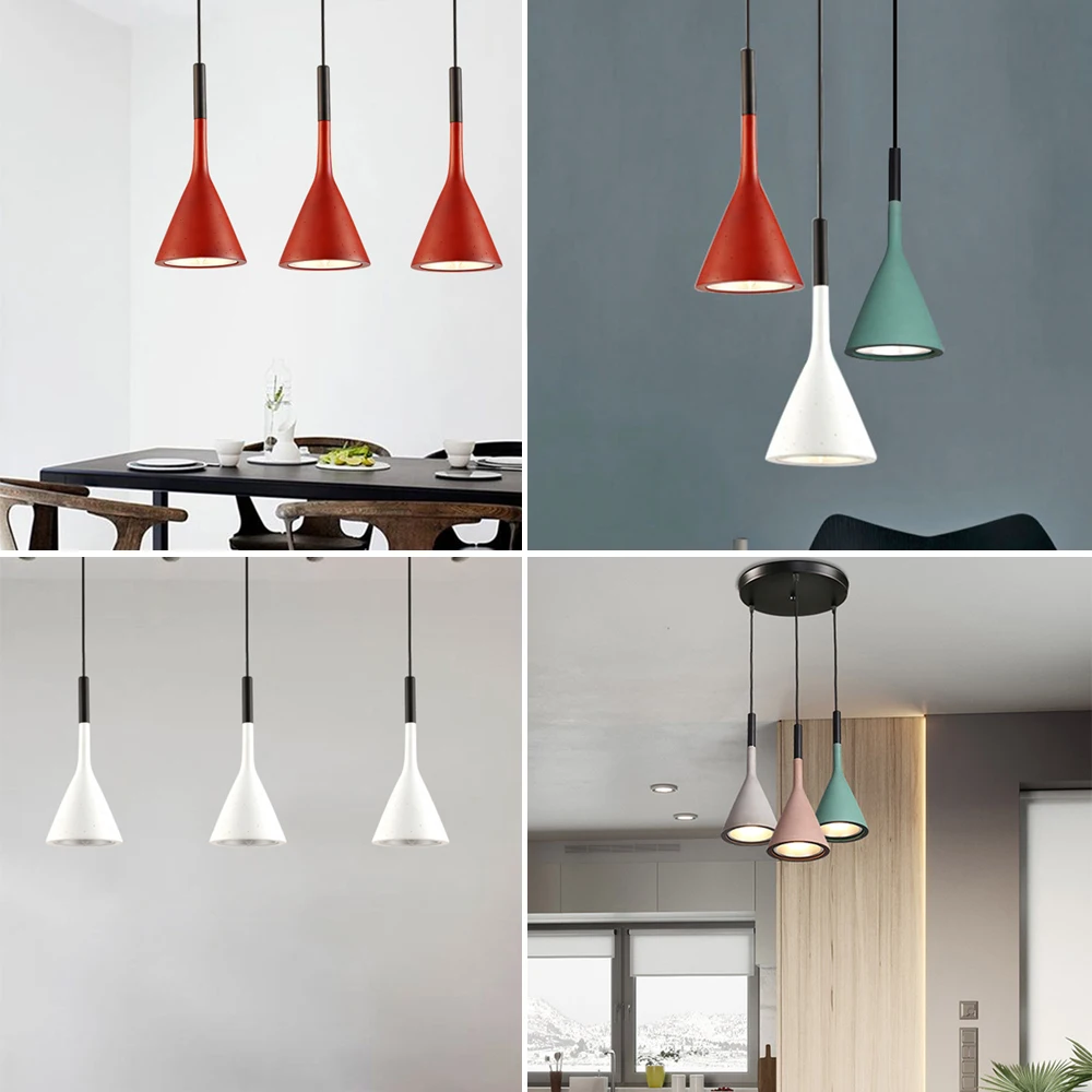 Lampes suspendues nordiques lampes suspendues modernes minimaliste lumière Simple lampe multicolore 3 têtes pour cuisine salle à manger café bar
