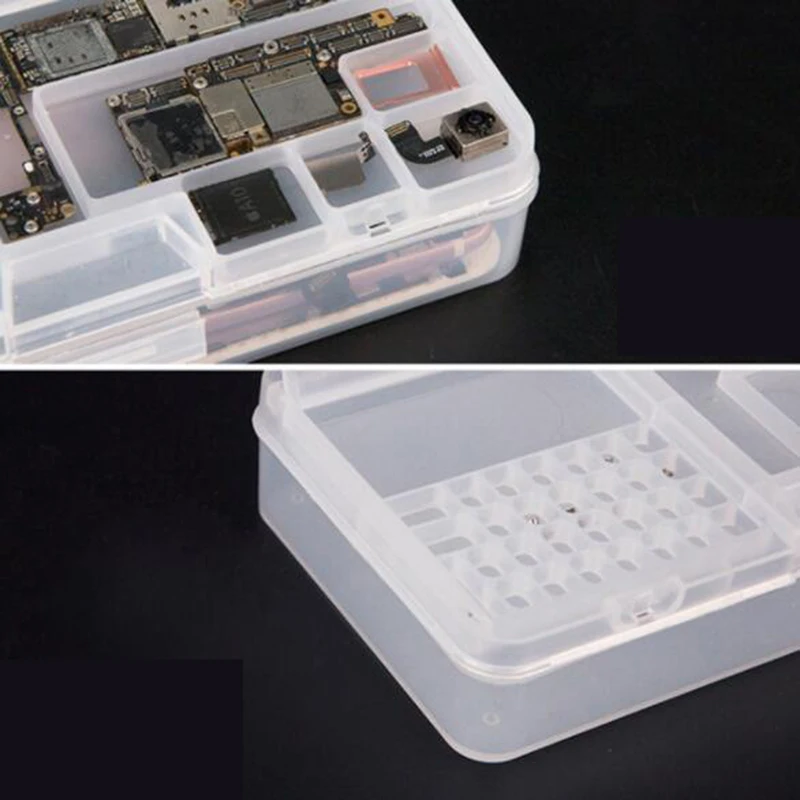 Clear Plastic Organizer Container Storage Box Double Layer Component Systainer Box for Mobile Phone Repair, Screws,Jewelry Beads