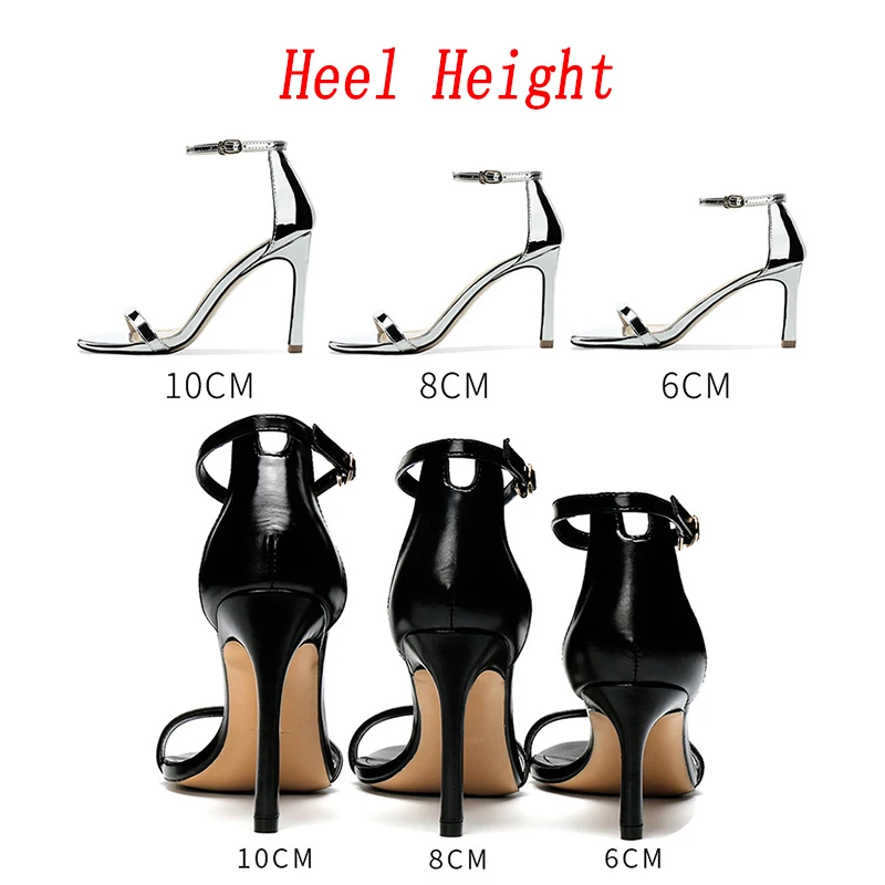 2023 Women 10 8 6cm High Heels Sandals Lady Fetish Stripper Plus Size 33-43 Strappy Shoes Stripper Stiletto Low Heels Nude Pumps