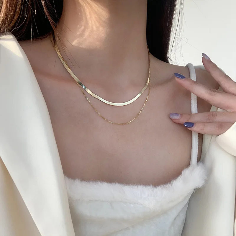 XIYANIKE Silver Color  Double Layer Snake Clavicle Chain Necklace Female Fashion Hip-hop Retro Gold Unique Design Short