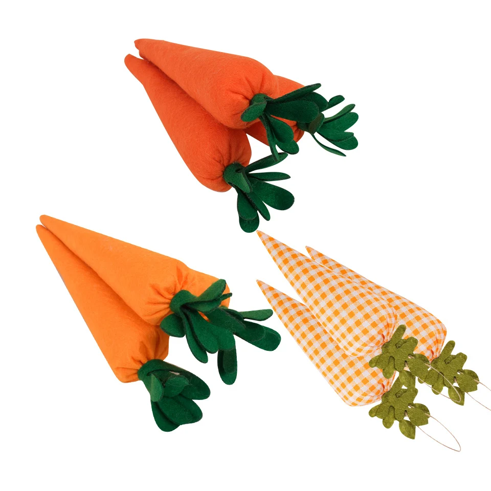 3PCS Fabric Easter Carrots Ornaments for Easter DIY Party Hanging Home Decor Kids Easter Party Crafts Decoration Supplies