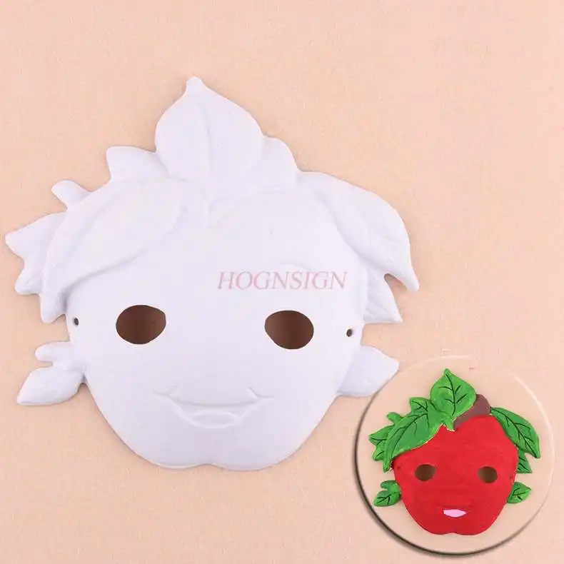 Children's Day Handmade Hand-painted Color Environmental Pulp Mask White Blank Blank Color Painting Fruit Mask