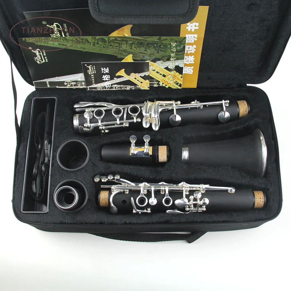 

ABS 17-Key Clarinet Bb Flat with Carry Case Gloves Cleaning Cloth Mini Screwdriver Reed Case Reeds Woodwind Instrument